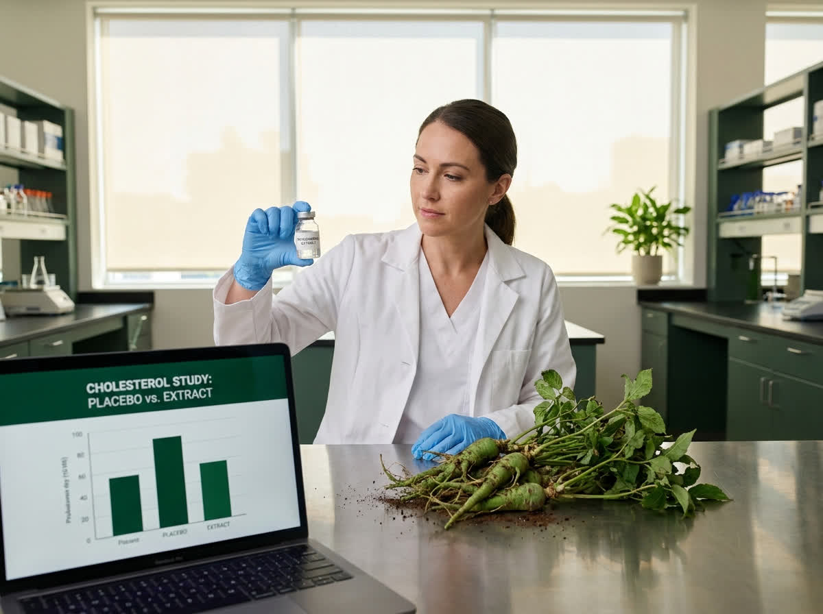 研究人员在临床实验室研究三七提取物